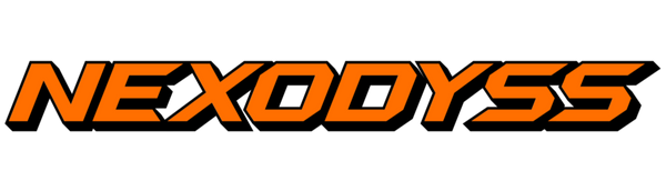 Nexodyss logo in orange and black on a white background.