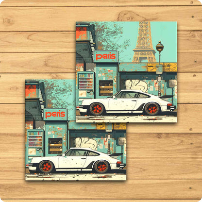 Paris Street Drive Coaster – Vintage Car