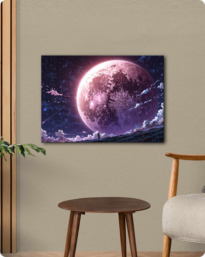 Moon Landscape Metal Poster – Dreamy Night Sky