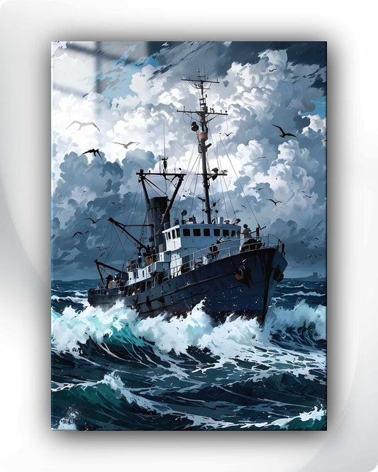 Sailing Ship Metal Poster -  Blue Ocean