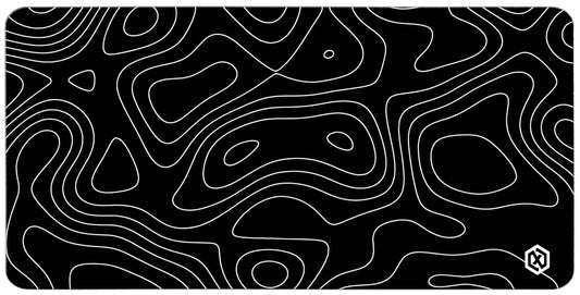 Abstract Fluid Waves Deskmat - Cool Black Contour Lines