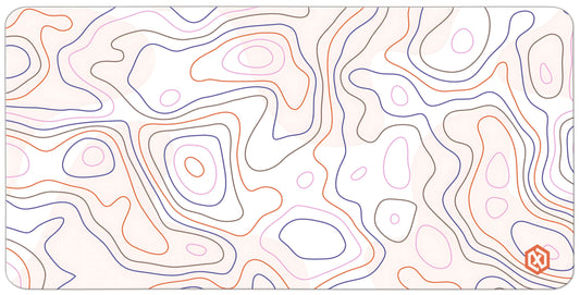Geographic Abstract Deskmat – Cool White Contour Lines