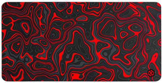 Abstract Fluid Waves Deskmat - Cool Red Contour Lines