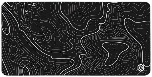 Geographic Abstract Deskmat - Black Contour Lines Patterns