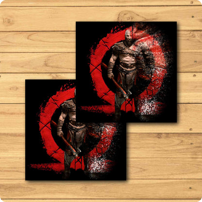 God of War Game Coaster – Kratos & Omega Logo