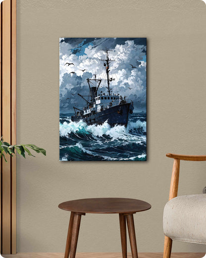 Sailing Ship Metal Poster -  Blue Ocean