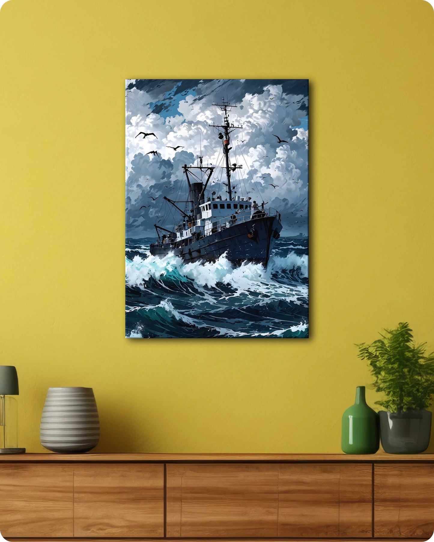 Sailing Ship Metal Poster -  Blue Ocean