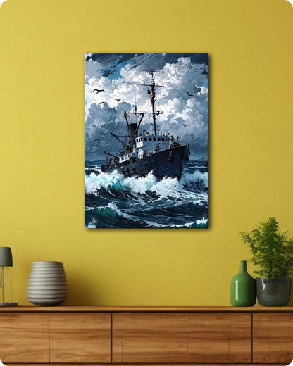 Sailing Ship Metal Poster -  Blue Ocean